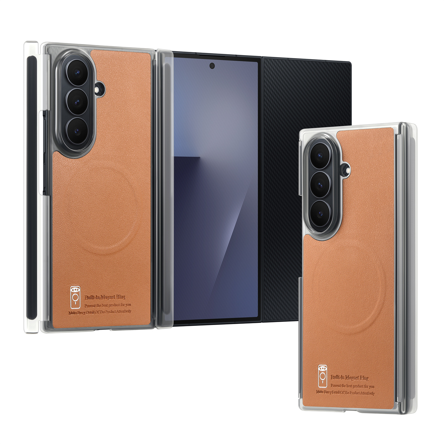 For Samsung Galaxy Z TriFold three-fold magnetic axis dual hinge ZFold8 leather protective case