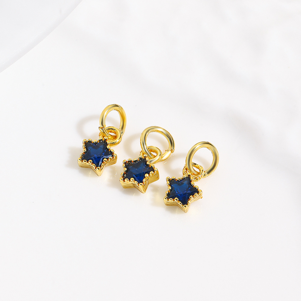 Copper plated niche fine zircon star & five-pointed star pendant DIY bracelet necklace jewelry accessories materials production