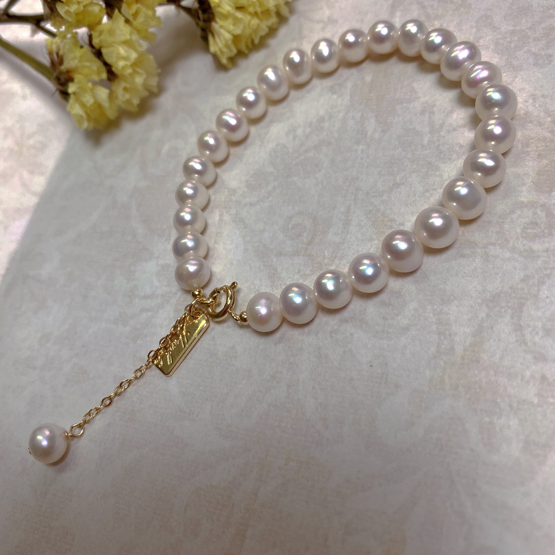 Baroque irregular pearl 14K gold-filled bracelet niche hand string gift