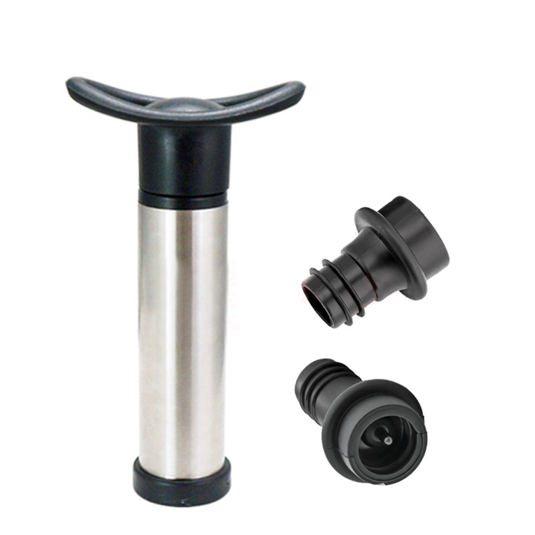 Plastic red wine vacuum multifunctional air pump bottle stopper metal air pump black wine stopper