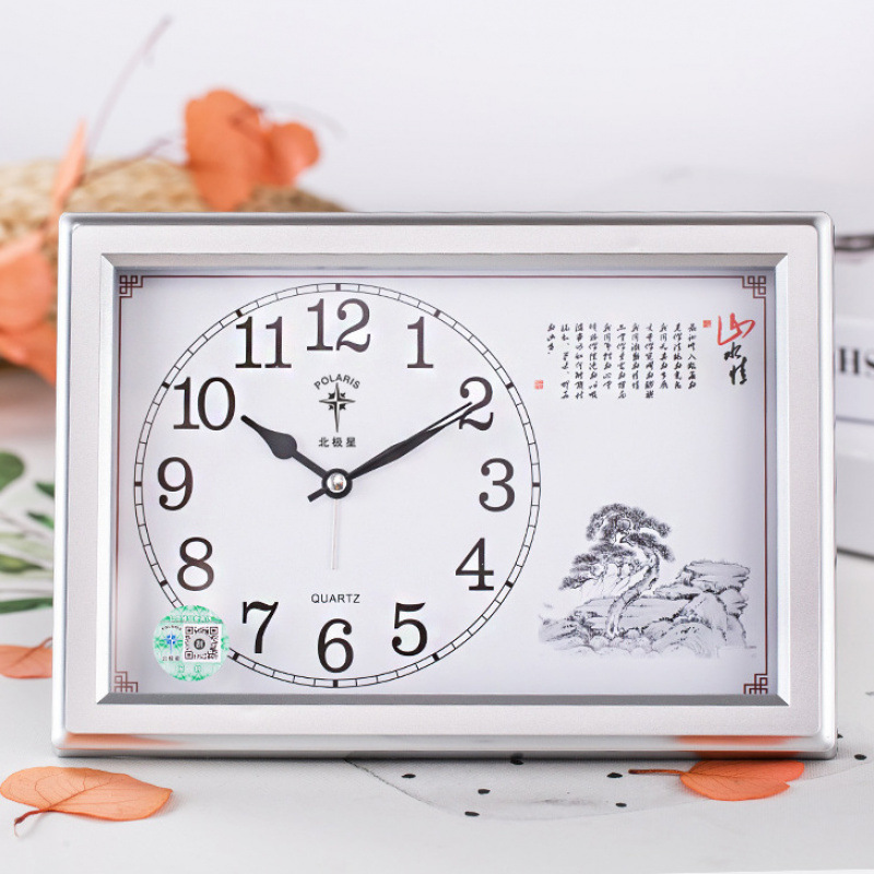 Polaris simple desk clock wall clock living room clock desk wall dual-use wall clock home perpetual calendar lunar temperature desk clock