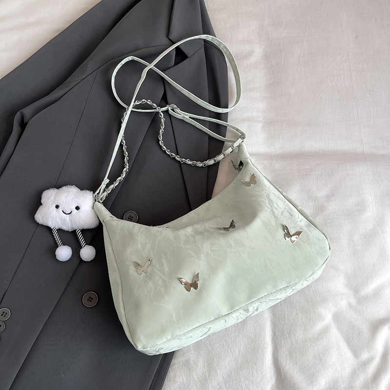 Small bag women 2026 autumn new butterfly decoration crossbody bag single shoulder underarm handbag small square bag