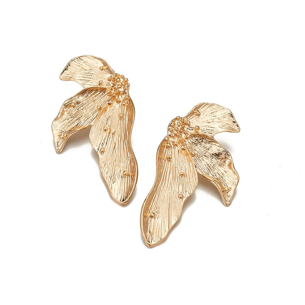 Leaf earrings for women metal flower earrings