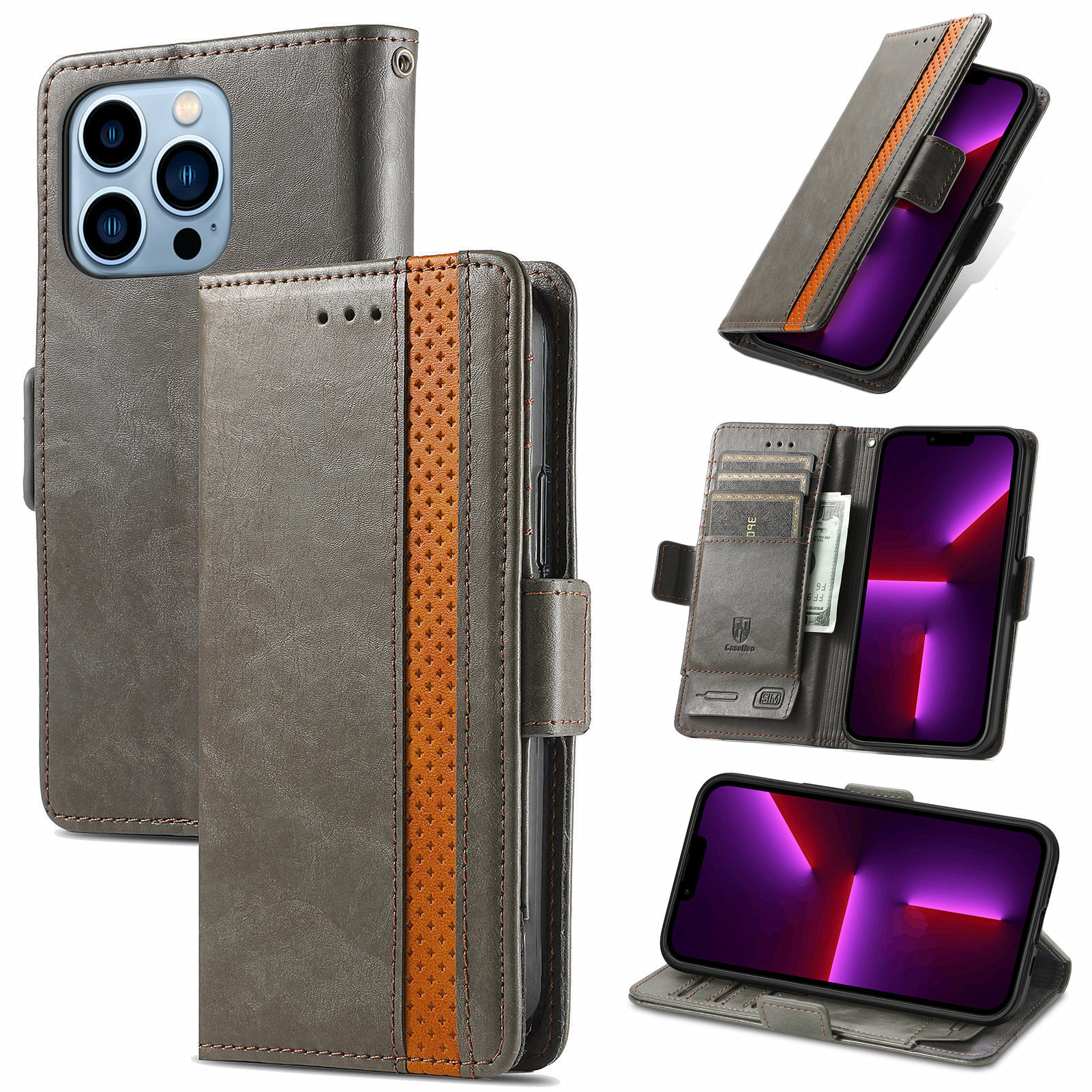 For Apple 18 phone leather case RFID anti-skimming magnetic flip case Samsung S26Ultra phone case