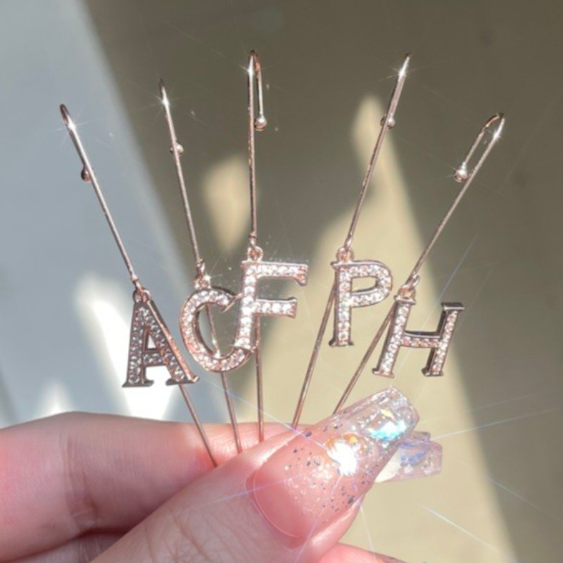 Copper zircon ear hook simple line earring women piercing surround ear cuff oblique line earring