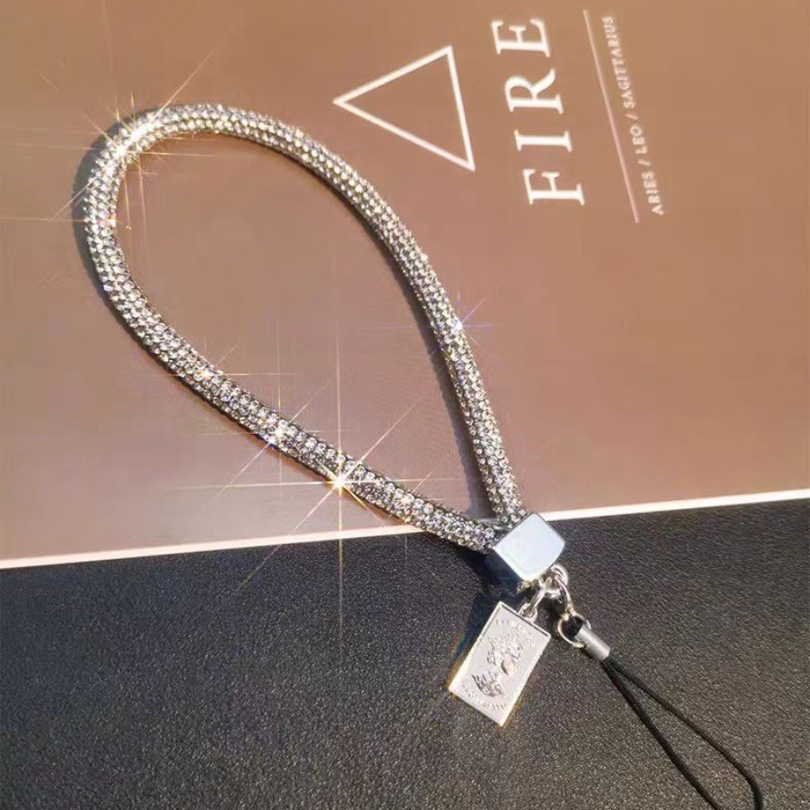 Mobile phone lanyard wrist full rhinestone lanyard hanging chain tag women pendant sturdy phone chain neck