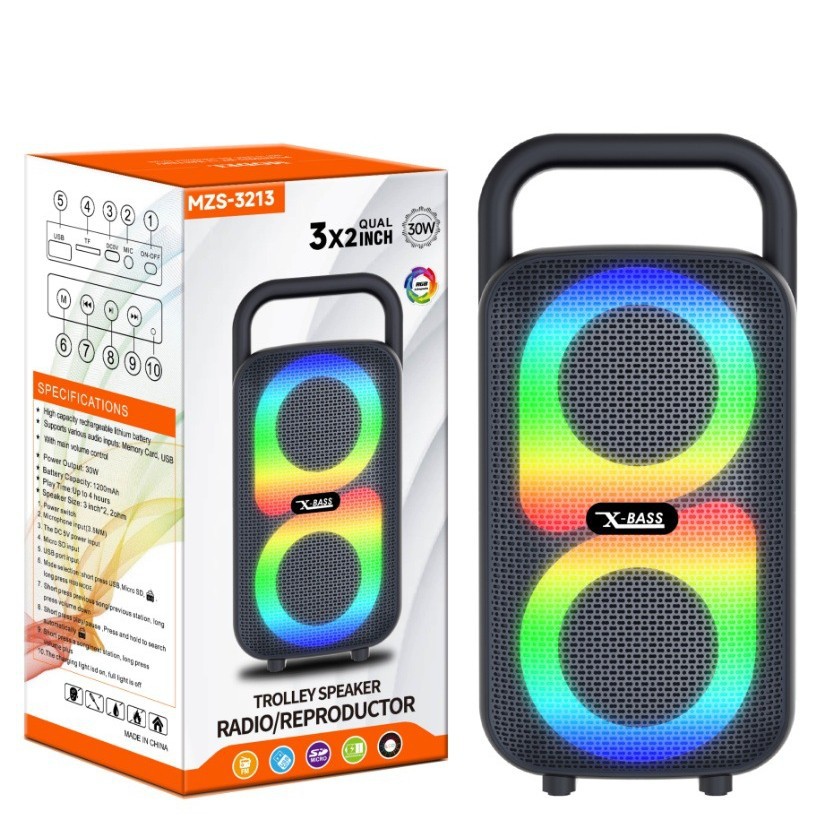 New portable square dance dual 3-inch RGB loud volume high sound quality card Bluetooth speaker