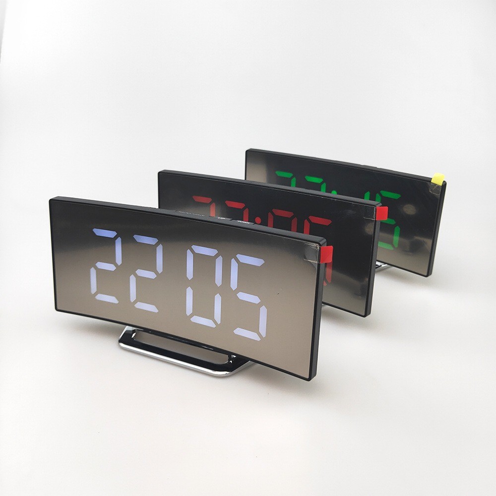 Curved electronic clock large screen LED clock mirror clock silent alarm clock 6507