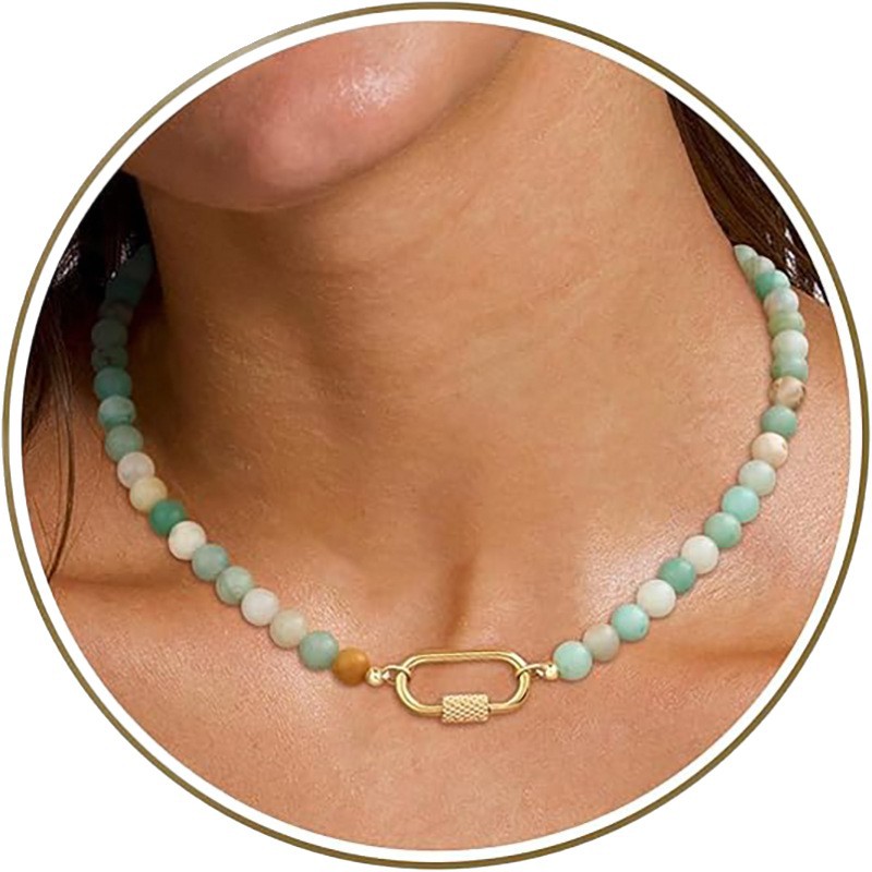 2026 Natural Stone Bead Necklace New Simple Collarbone Chain