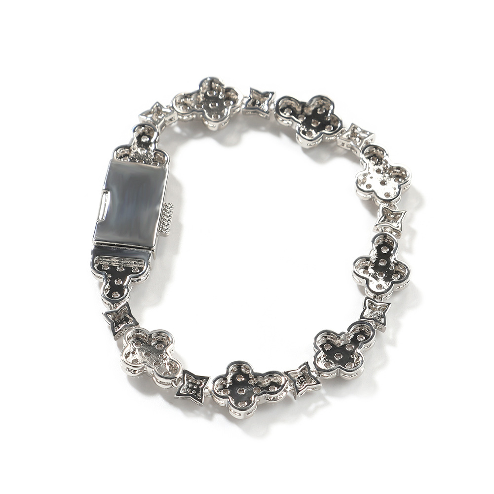 New Simple 10mm Cross Flower Bracelet Micro Inlaid Zircon Sparkling Hand Jewelry