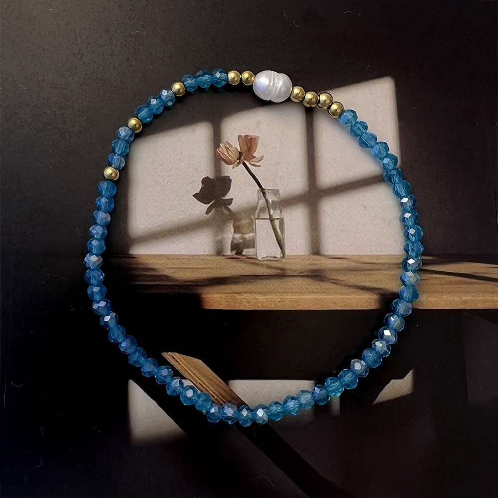 Simple 3mm Freshwater Pearl Bracelet: Sweet Best Friend Stretch Glass Layered Bracelet