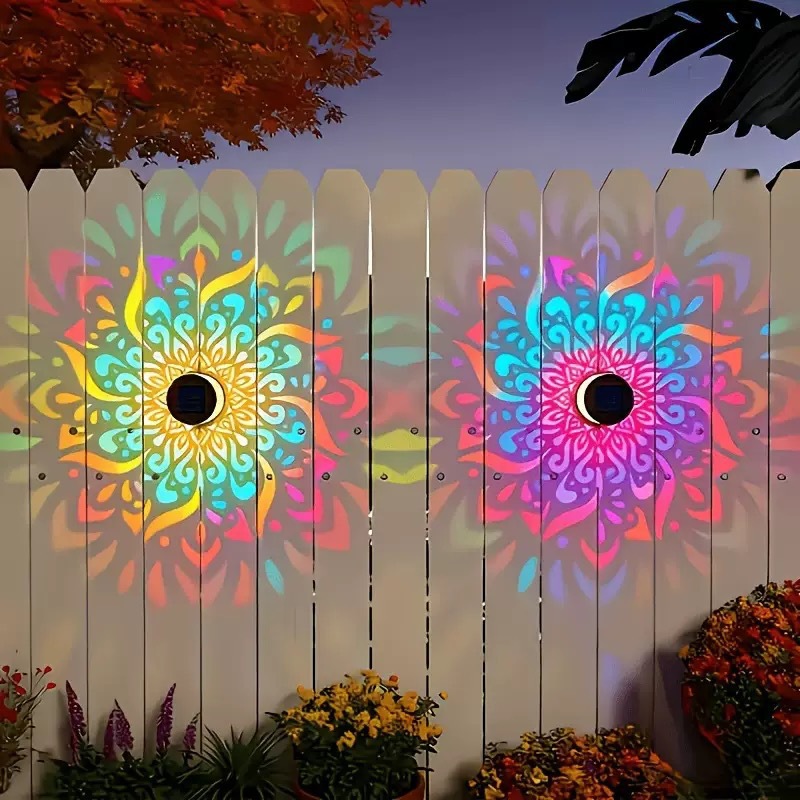 Solar Outdoor Courtyard Wall Light Projection Light Mandala Outdoor Waterproof Wall Decoration Light