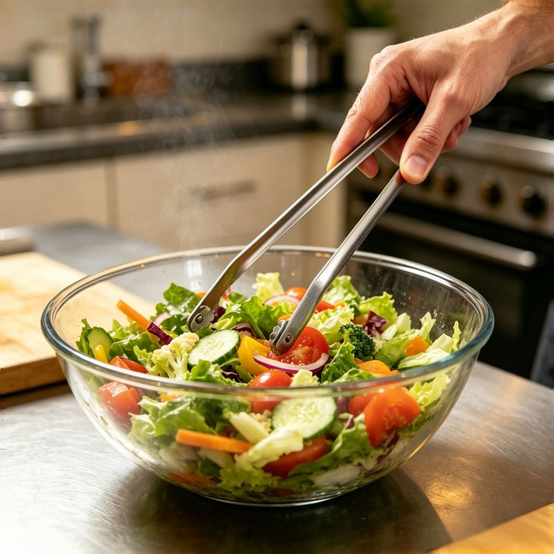 Extended Food Tongs Stainless Steel Thickened Frying Pan Steak Tongs Plum Blossom Print Sausage Tongs Salad Tongs