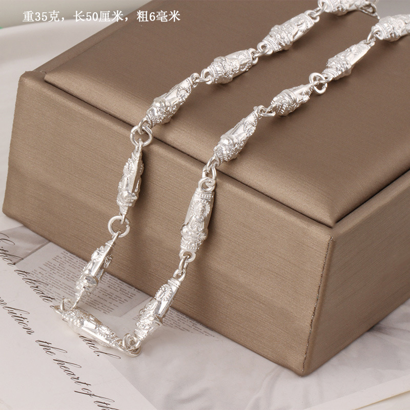 Men's silver-plated necklace Miao silver men's imitation silver dragon head necklace Miao silver necklace jewelry