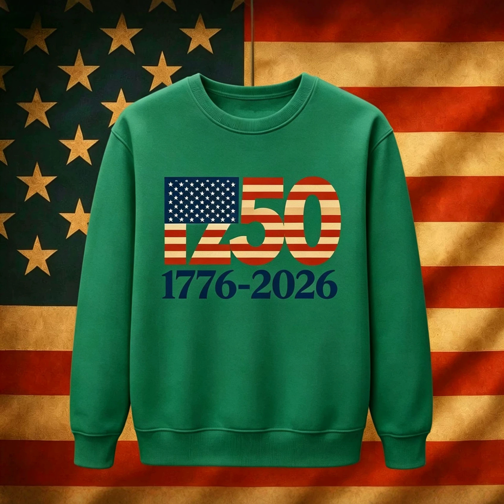 USA Digital American Flag Hoodie Independence Day No Hood Round Neck Fleece Hoodie