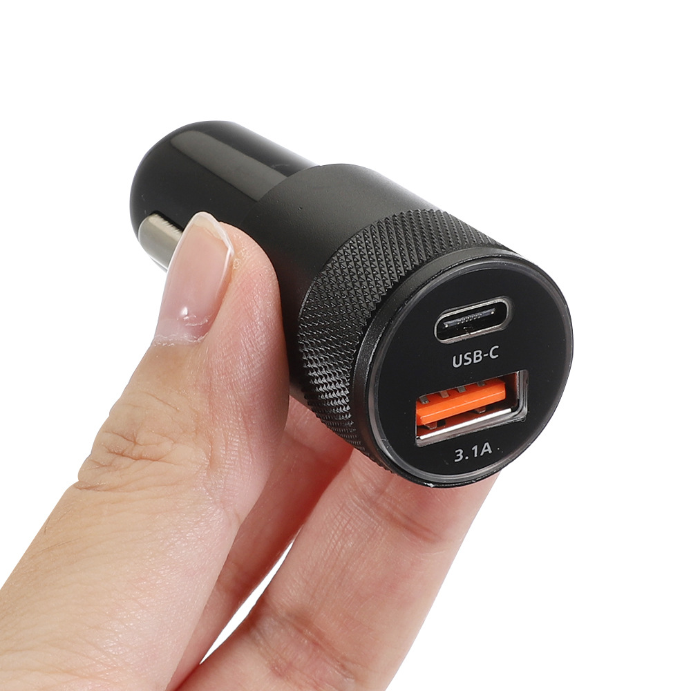 PD 20W Small Steel Gun Car Charger QC3.0 Car Charger 38W Fast Charging Dual USB Car Charger PD+2.4