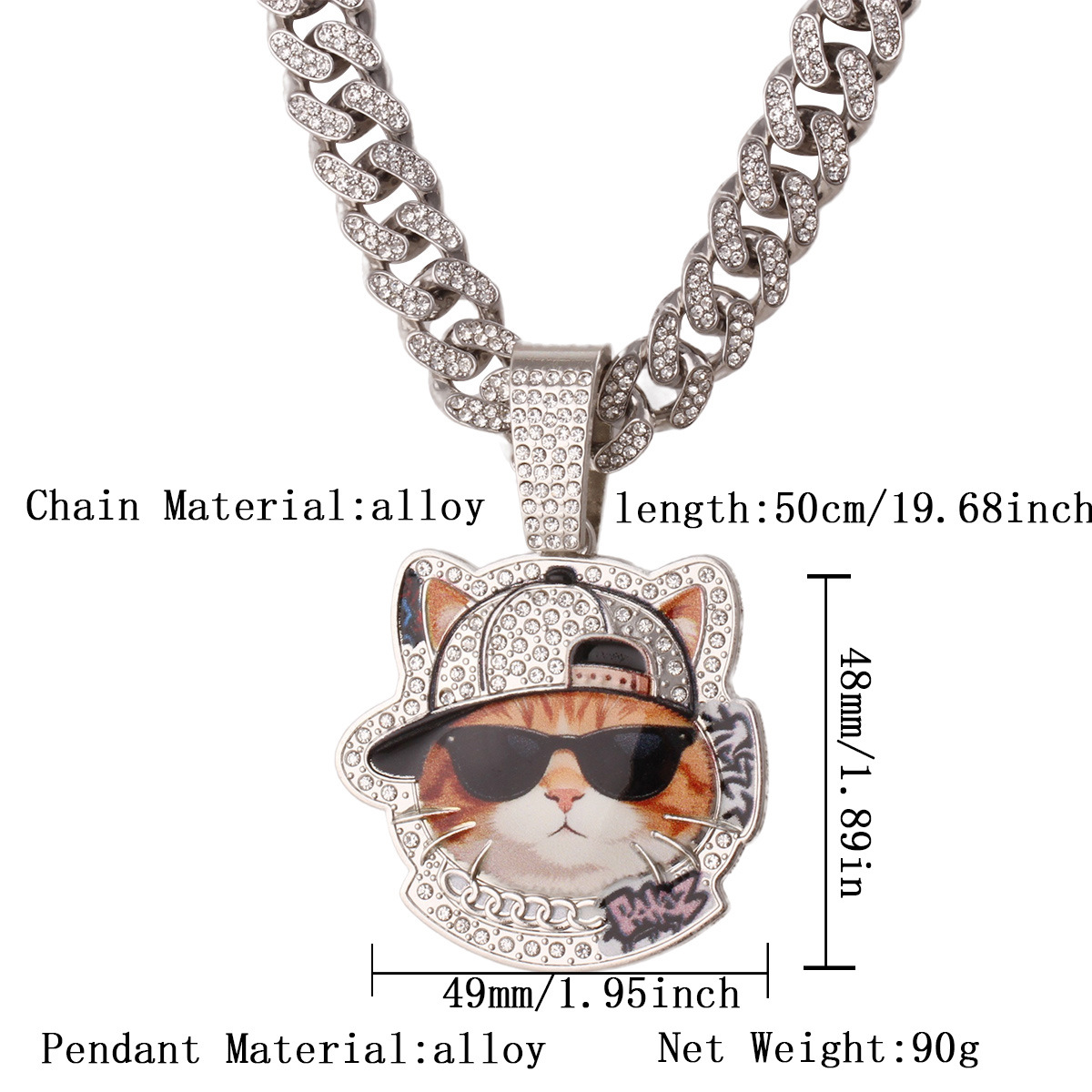 银色猫咪吊坠项链