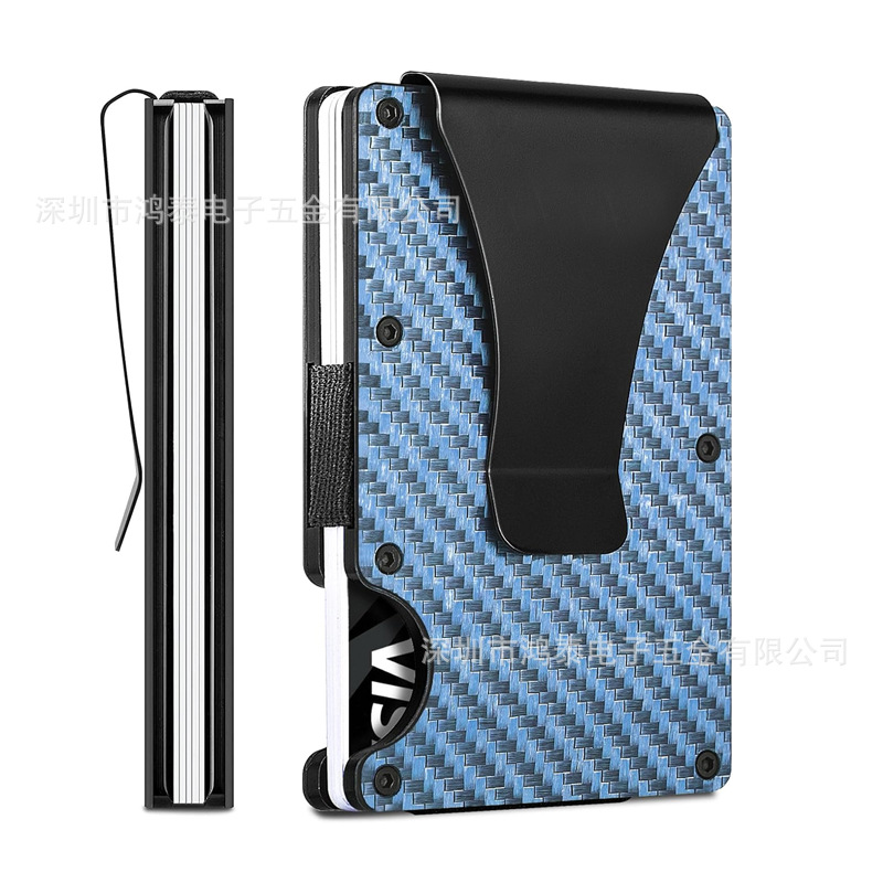 Carbon Fiber Card Holder RFID Anti-Theft Metal Card Clip Men's Minimalist Money Clip Wallet