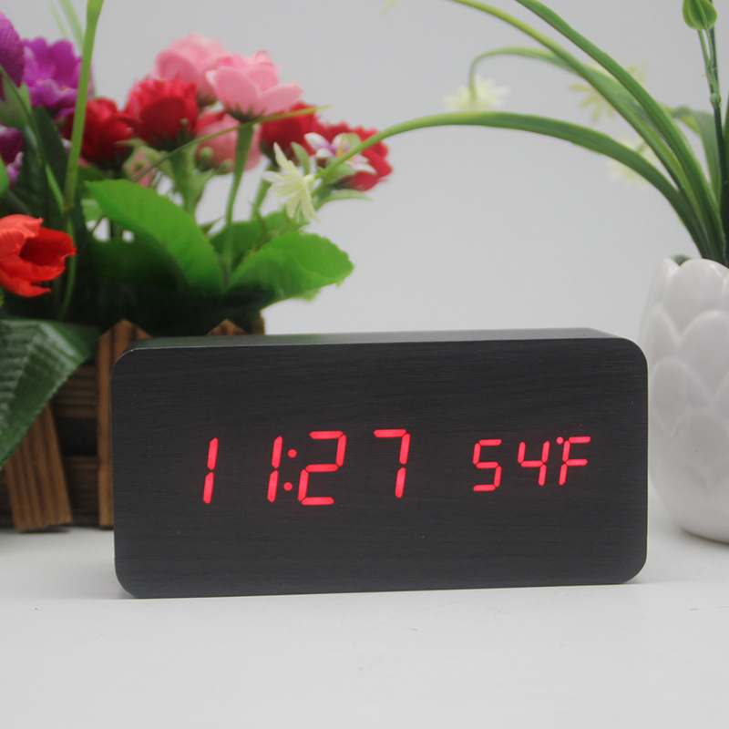 Gift Student Night Light Digital Alarm Clock Silent Smart LED Electronic Clock Multifunctional Wooden Clock