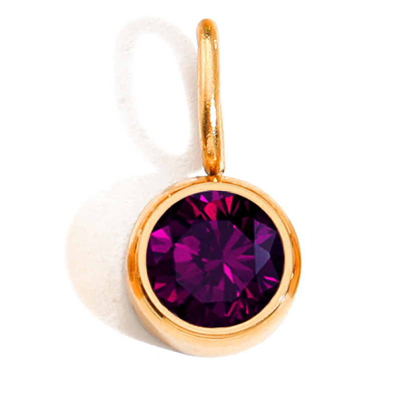eManco Stainless Steel Jewelry Accessories 8mm Birthstone Pendant DIY Jewelry Accessories Colored Rhinestone Charm