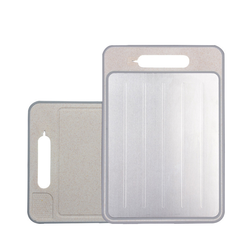 Thawing Cutting Board Aluminum Alloy Double-Sided with Knife Sharpener Garlic Grater Multi-Functional Anti-Slip Chopping Board Stainless Steel Cutting Board Home