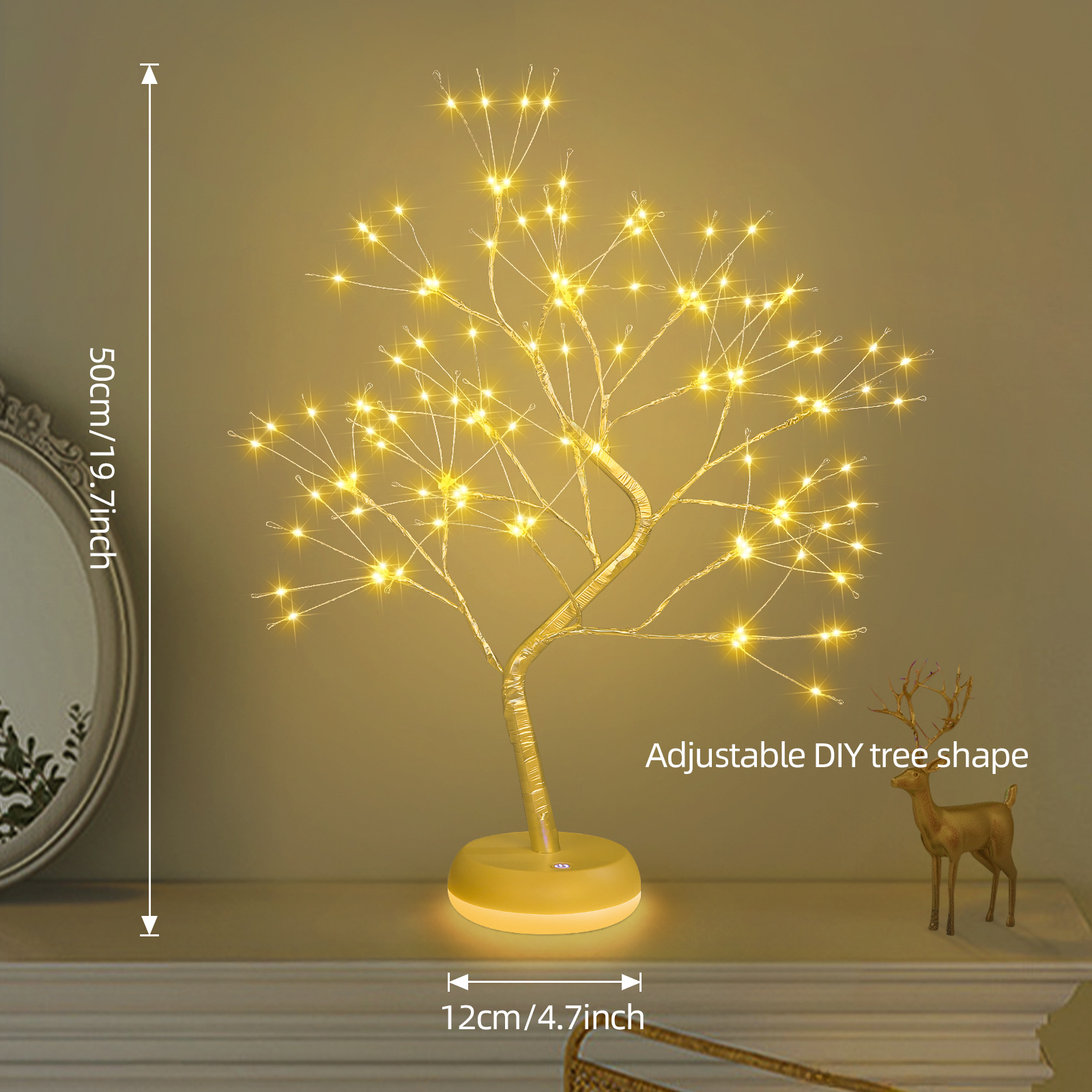 Desktop bonsai light shaped desk lamp LED desktop night light decoration ornament golden leaf star Christmas small tree