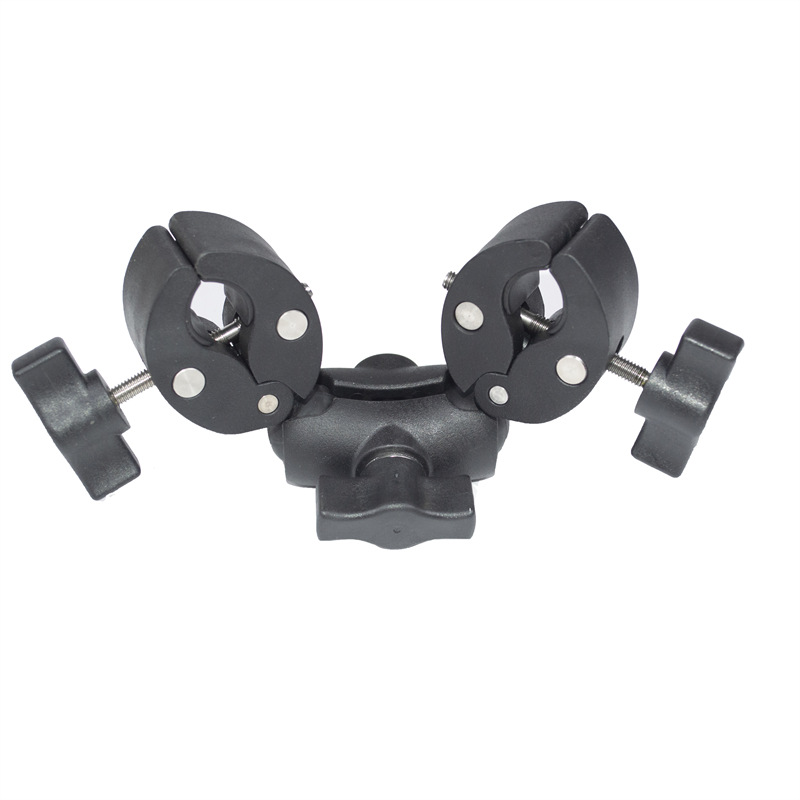 New heavy-duty clamp double head clip selfie stick photography light fixing bracket bicycle motorcycle rain gear bracket