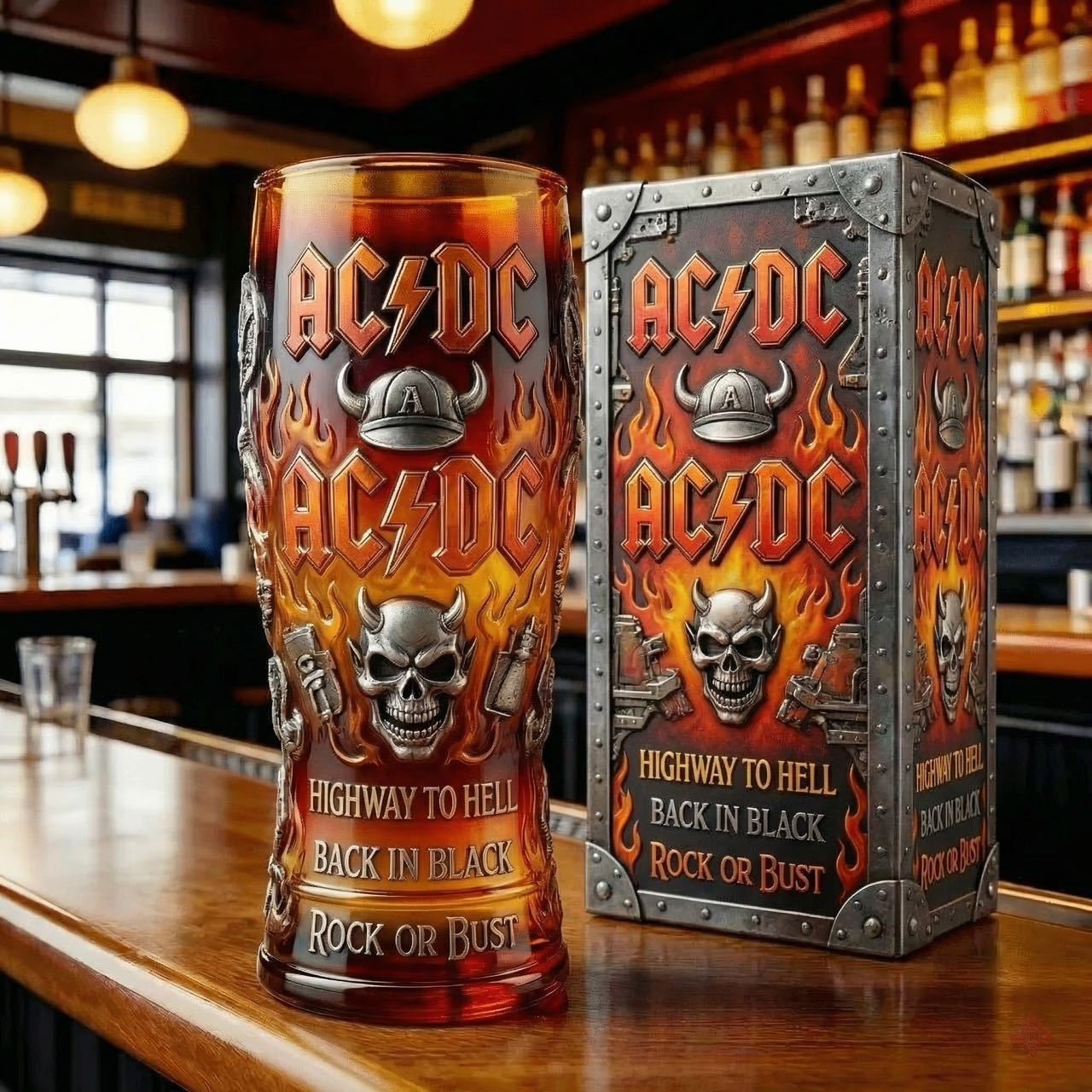 ACDC乐队摇滚玻璃杯橙色