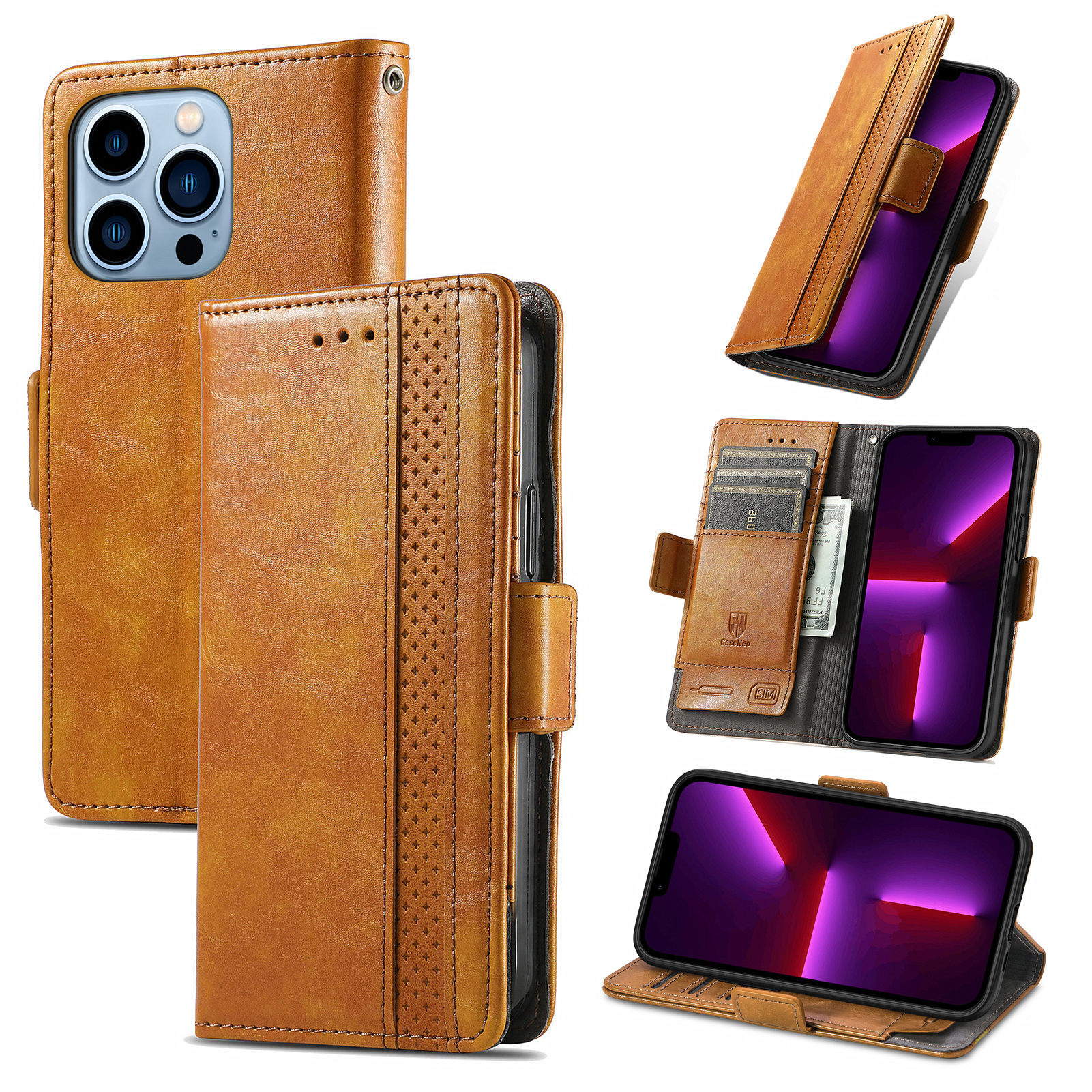 For Apple 18 phone leather case RFID anti-skimming magnetic flip case Samsung S26Ultra phone case