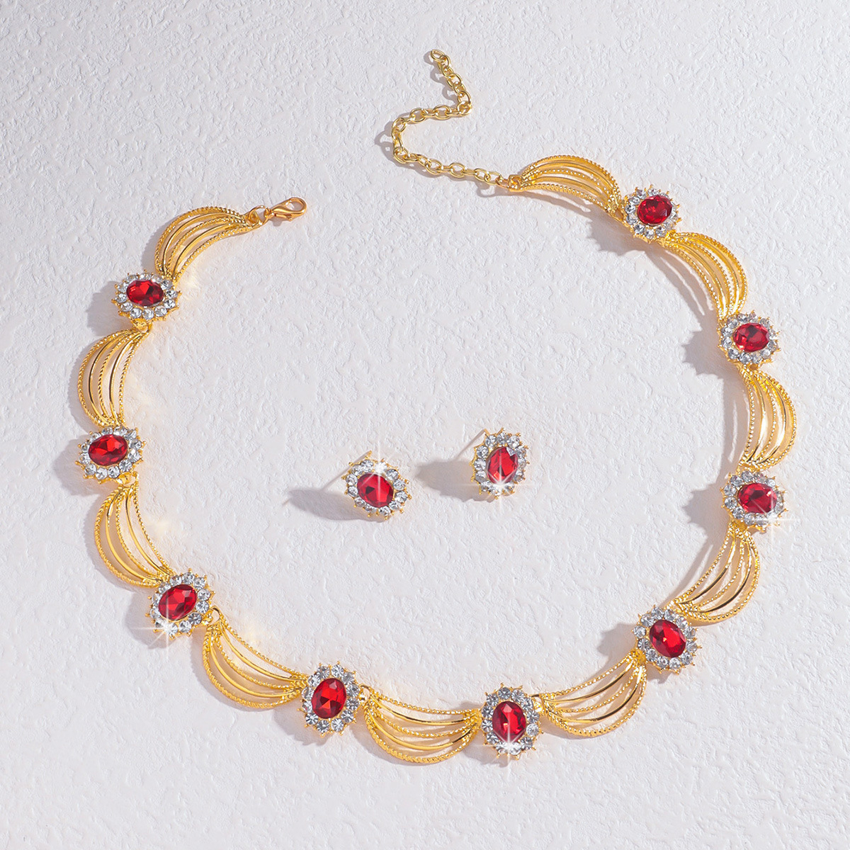 Multicolor Necklace Earrings Two-Piece Set Bride Wedding Evening Banquet Jewelry