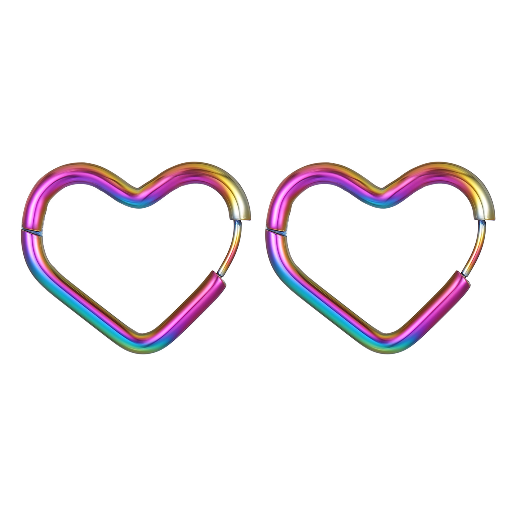 Geometric irregular stainless steel ear clips, five-pointed star, peach heart, square, polygon titanium steel earrings