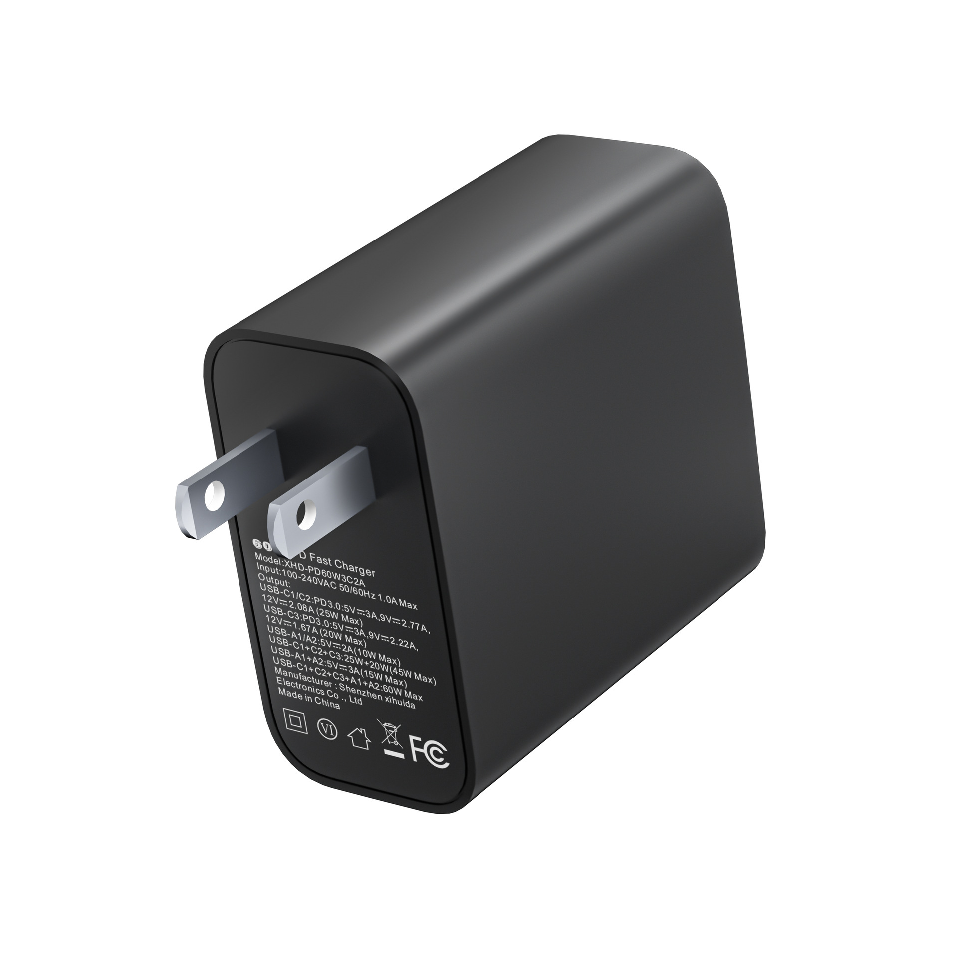 Hot UL certified PD60W charger for Samsung Apple 30W charging head multi-port adapter factory