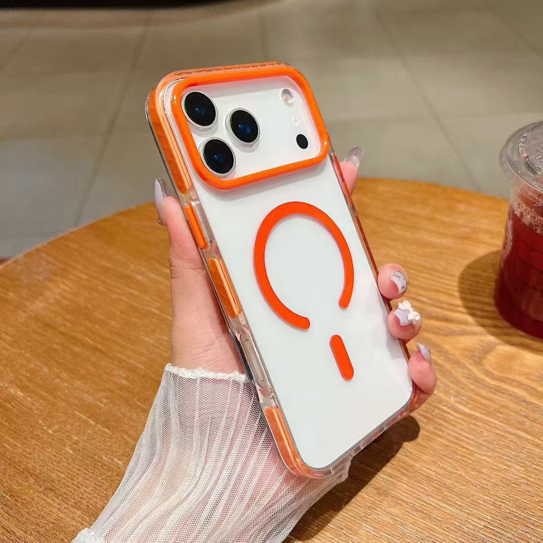 Japan and Korea good quality compatible with Apple 17 two-color 2.0 acrylic half ring magnetic wireless charging phone case