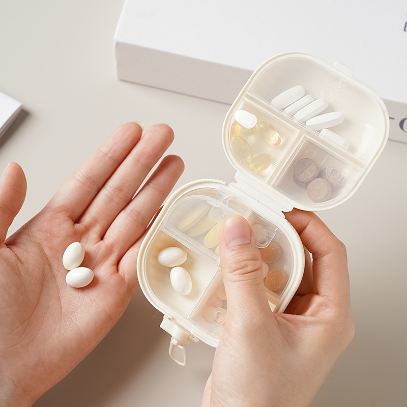 Sealed small pill box with lid travel bedroom pill box compartment mini portable storage pill box storage box