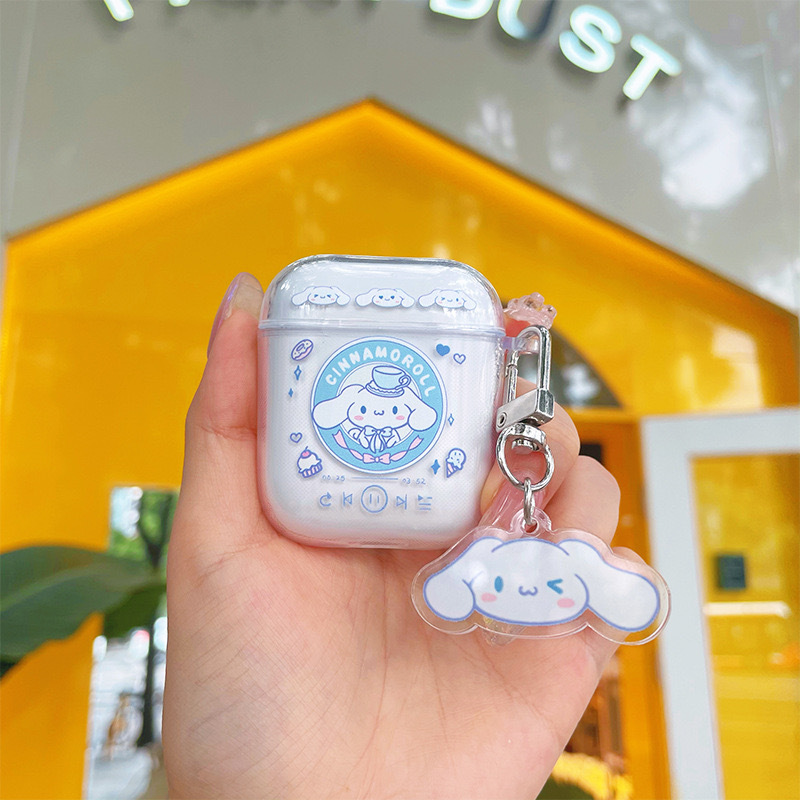 Cute cartoon AirPods Pro 3rd generation wireless Bluetooth earphone protective case, transparent soft case with pendant for i12