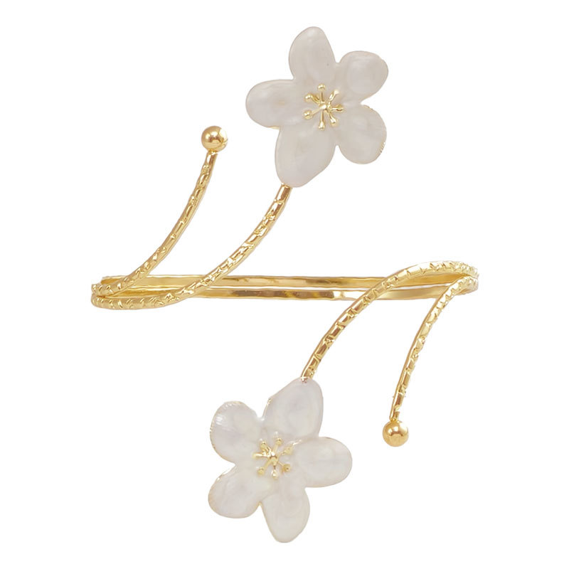 Oil drop colorful small flower open adjustable arm ring metal niche exaggerated sweet accessory