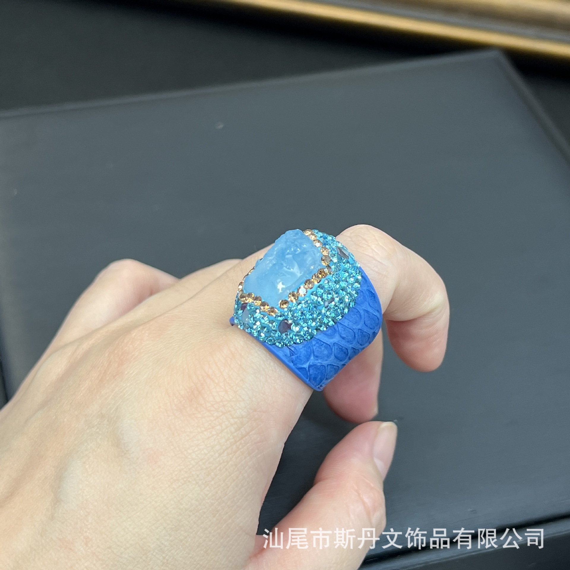 New Natural Amethyst Raw Stone Genuine Leather Ring Niche Handcrafted Inlay Ring Live Stream
