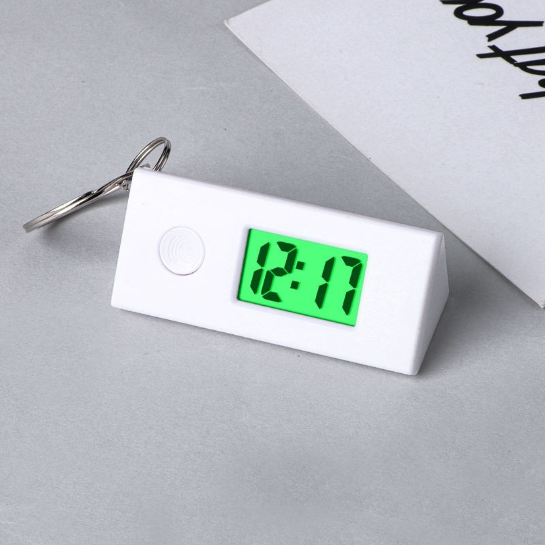 New student children electronic watch male female exam study triangle luminous electronic watch portable backpack keychain