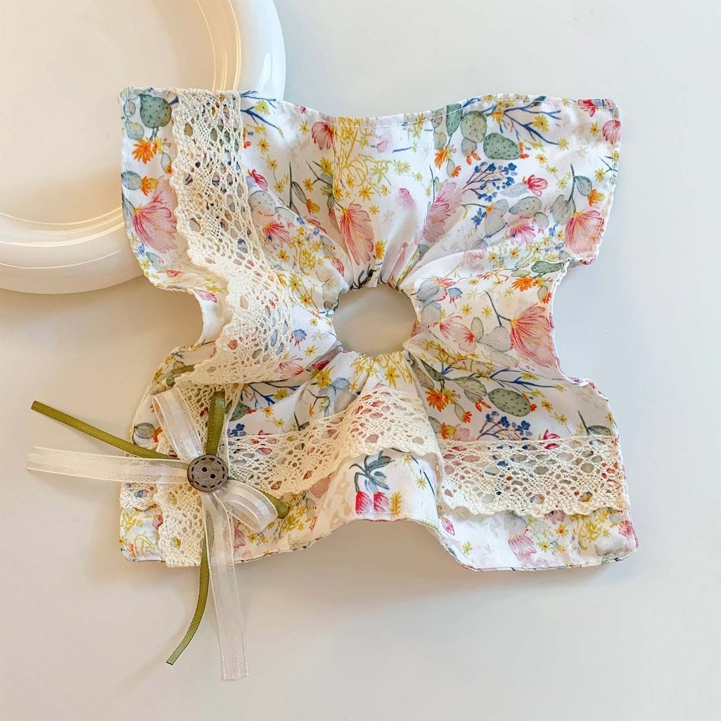 Oil painting texture square scarf hair tie new durable elastic hair accessory