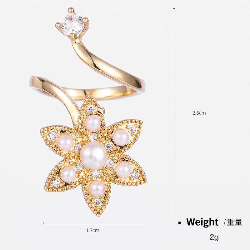 Kenjie copper gold-plated zircon nail ring for women hip-hop nail art fingertip ring geometric open adjustable