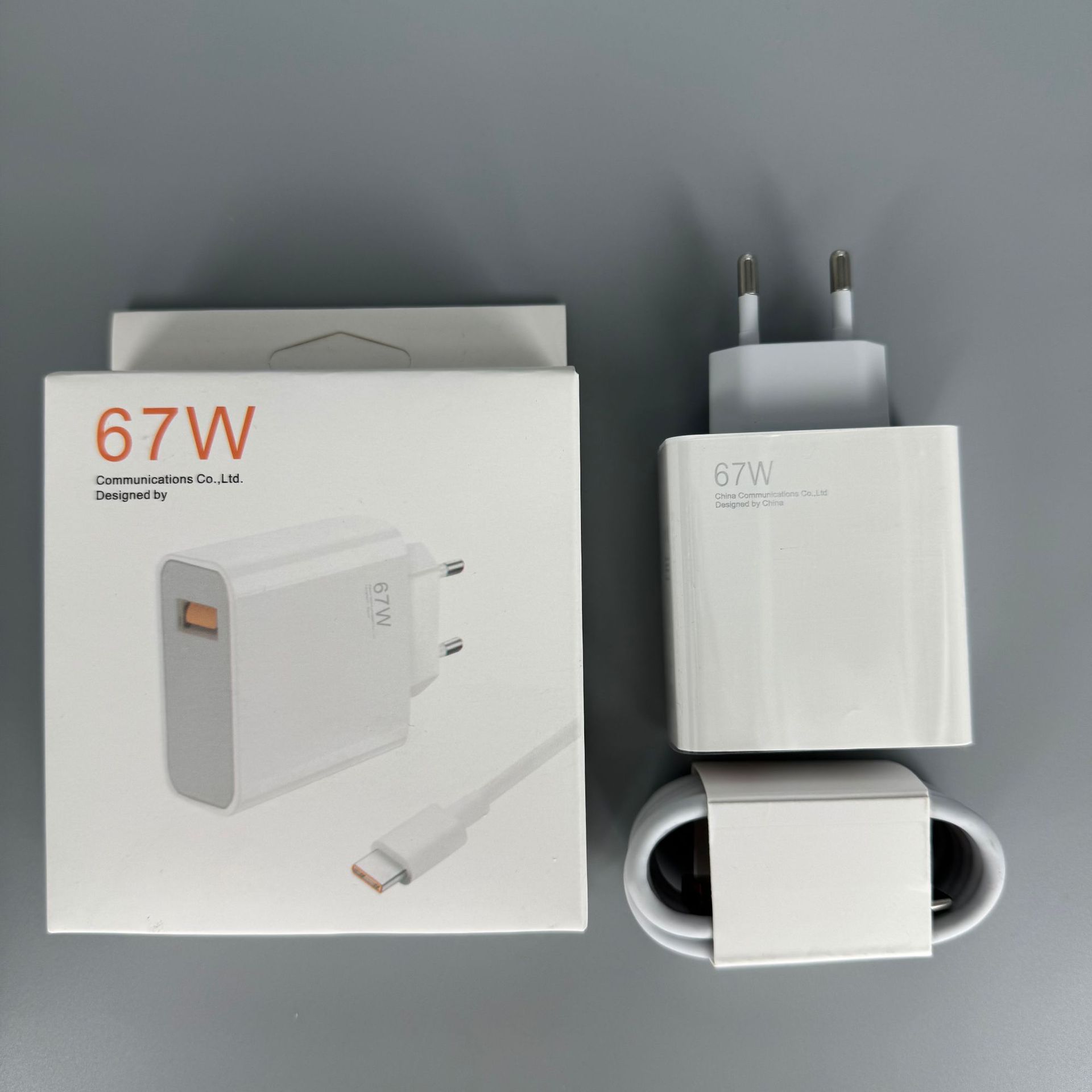 Applicable Xiaomi 67W European Standard Charger British Standard 120W Fast Charging Head USB Charging Head Set CE Certified