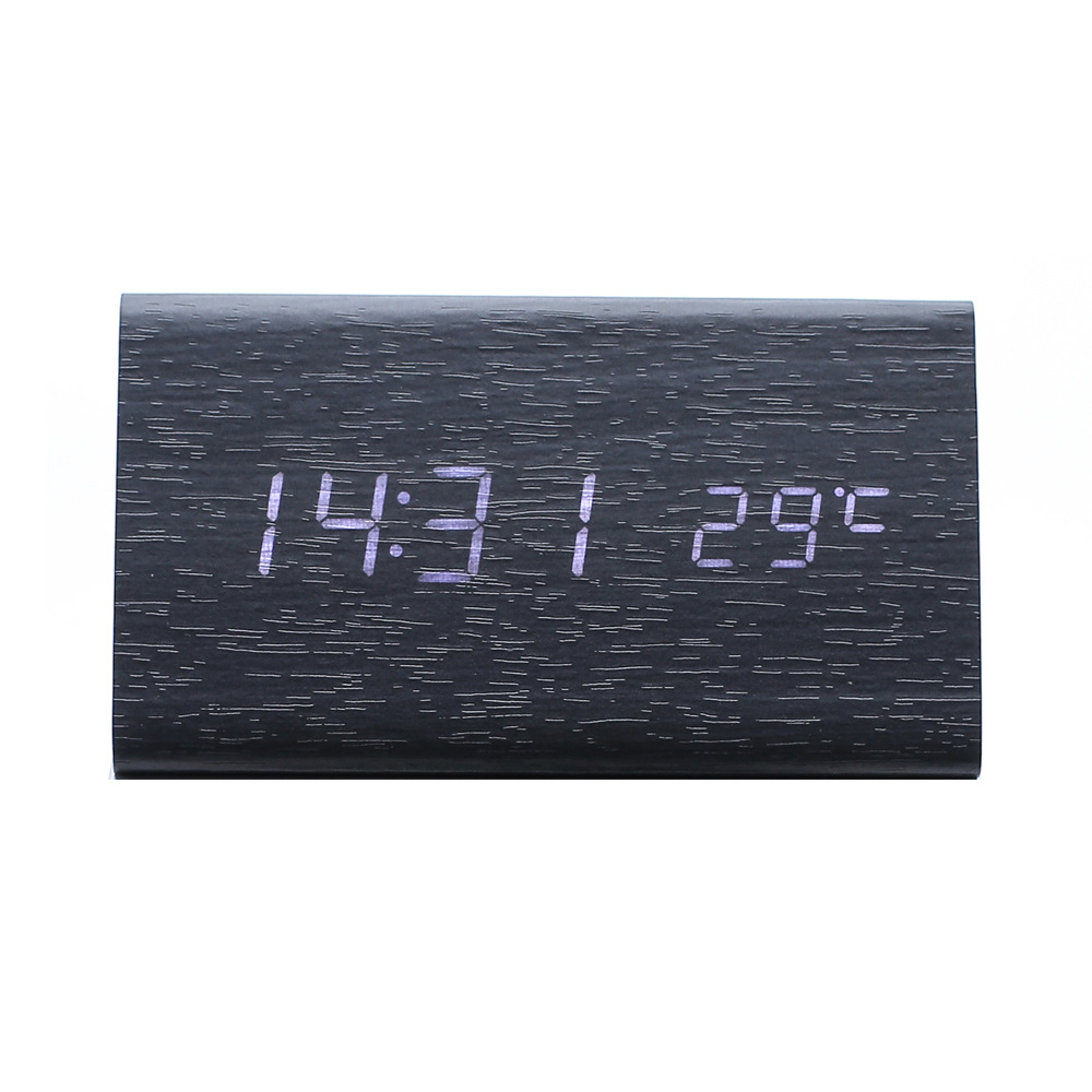 Alarm clock wooden student smart clock, silent bedside night light electronic clock, wake-up desktop children's wooden clock