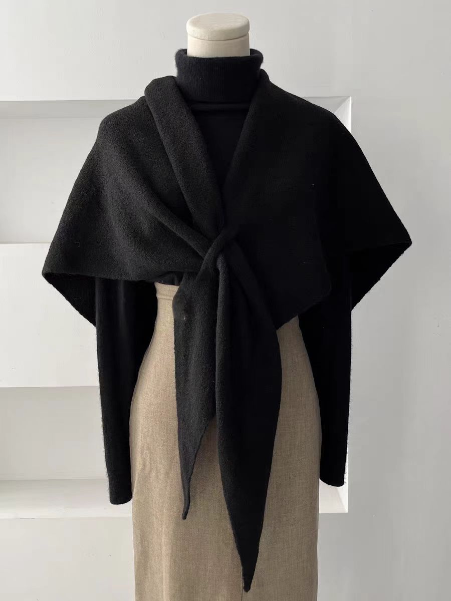 Outing wool triangle scarf women autumn and winter neck protection warm scarf solid color large shawl air-conditioned room outer wear