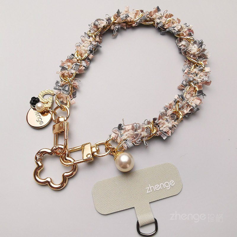 Phone strap women's fairy lace twisted chain wrist rope small fragrance style outdoor travel outing