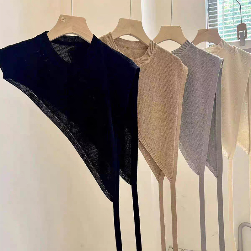 Slant edge triangle shawl tie design face-brightening small shawl outer cardigan