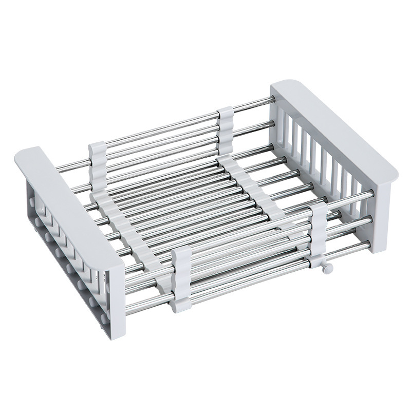 Stainless Steel Multifunctional Drain Basket Kitchen Supplies Sink Vegetable Basket Retractable Foldable Wash Fruit Vegetable Basin