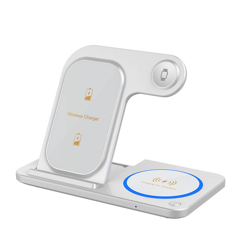 New wireless charging three-in-one fast charging desktop vertical stand compatible with Apple phone charger magnetic