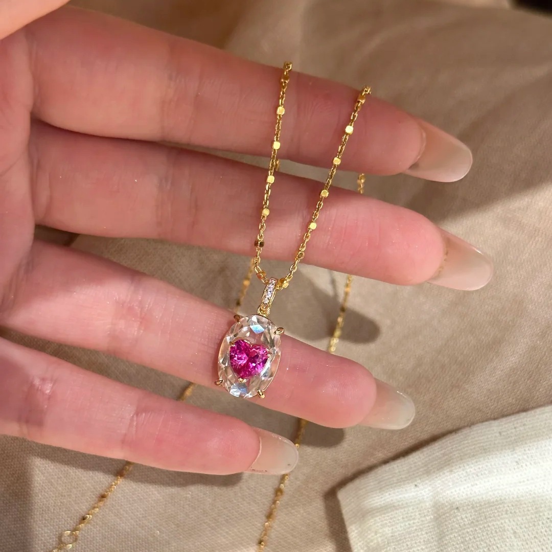 Love sealed dopamine pigeon blood ruby pendant necklace Paraiba pigeon egg ring women
