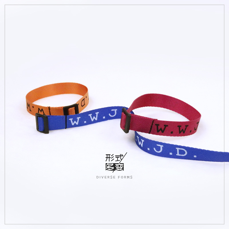 Fabric Colorful Adjustable Rope Letter Print Woven Bracelet WWJD Wristband