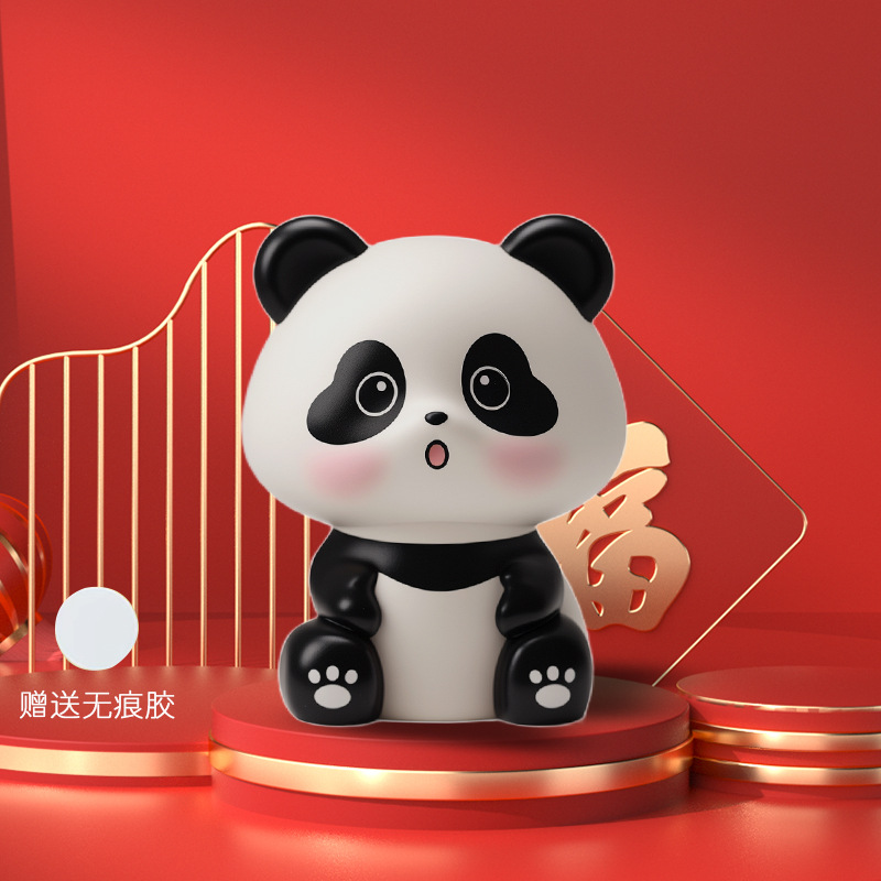 Solar Lucky Panda Ornament Cute Nodding Solar-Powered Small Ornament Fortune Lucky Small Ornament